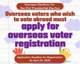 Overseas voters who wish to vote abroad must apply for overseas voter registration.